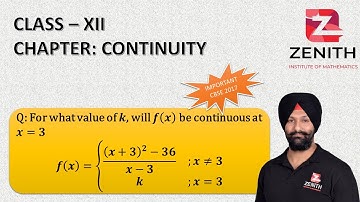 For what value of k, will f(x) be continuous at x=3f(x)={■(((x+3)^2-36)/(x-3)&;x≠3@k&;x=3)┤