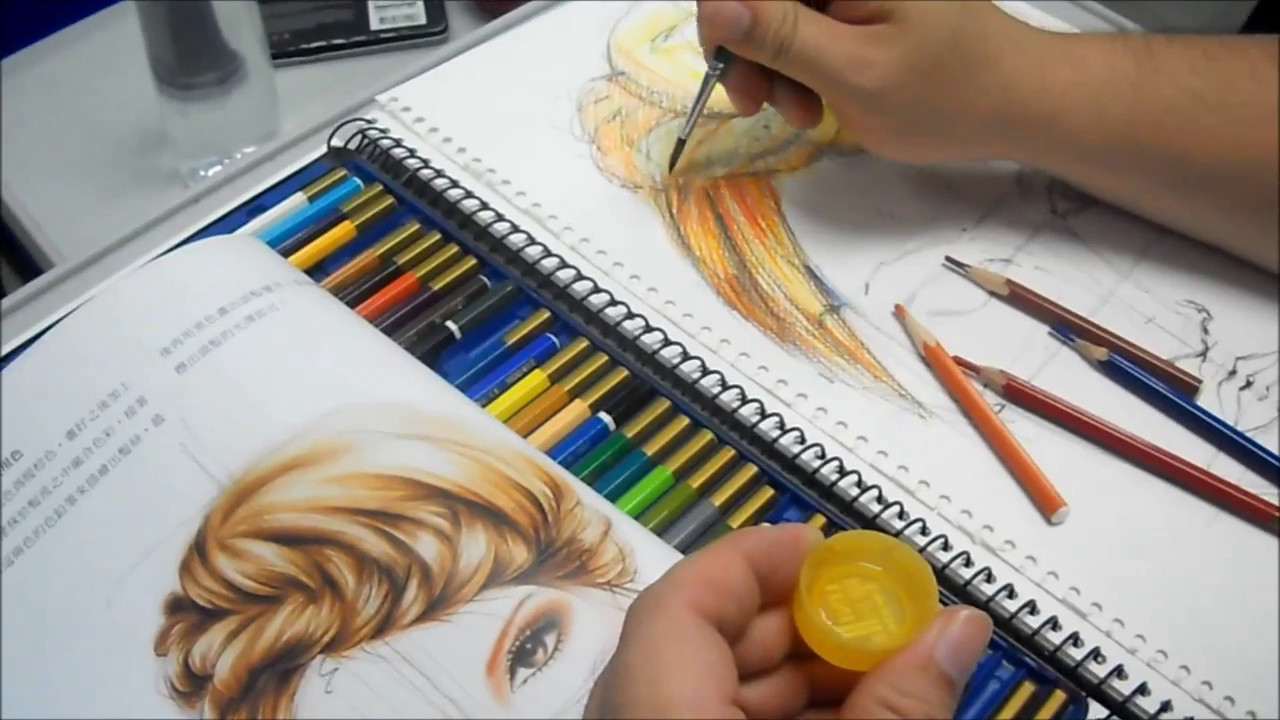 頭髮畫髮絲示範教學水性色鉛筆 Youtube