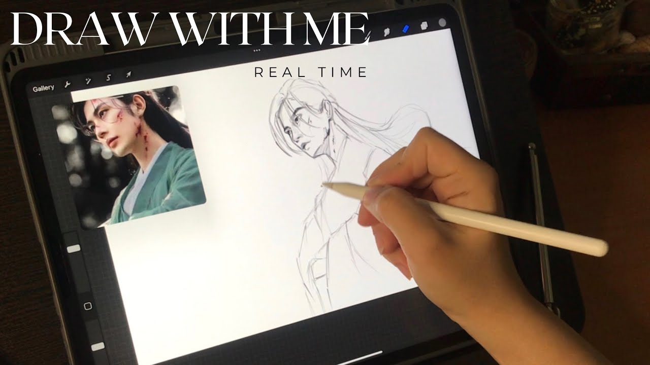 Draw with me #8 +reference / drawing on iPad procreate app / raining ...