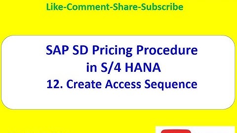 SAP SD Pricing Procedure (Create Access Sequence)