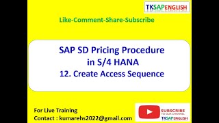 SAP SD Pricing Procedure (Create Access Sequence)