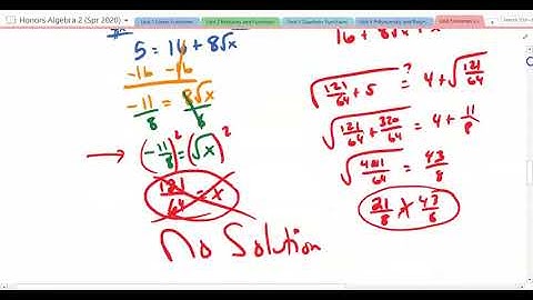Algebra 2: 5.6: Solving Radical Equations
