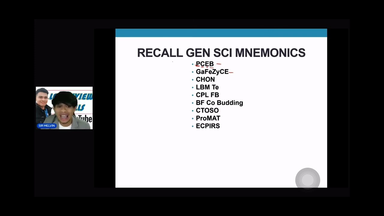 GenEd Sci MNEMONICS. Video credit to the rightful owner-Sir Melvin Osabel Buracho