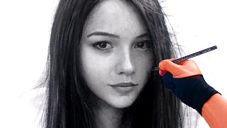 Charcoal Girl Portrait practice # random - Art video