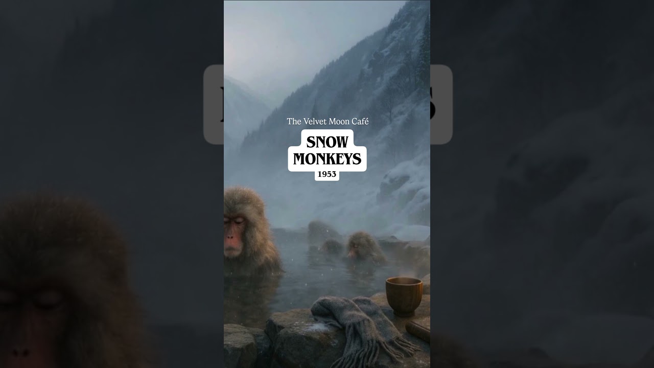 Snow Monkeys Winter Hot Spring — Japan, 1953 | Steamy Mountain Ambience Glow — The Velvet Moon Café