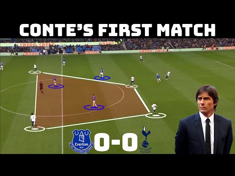 Conte's First Match Tactics | Tactical Analysis : Everton 0 - 0 Tottenham |