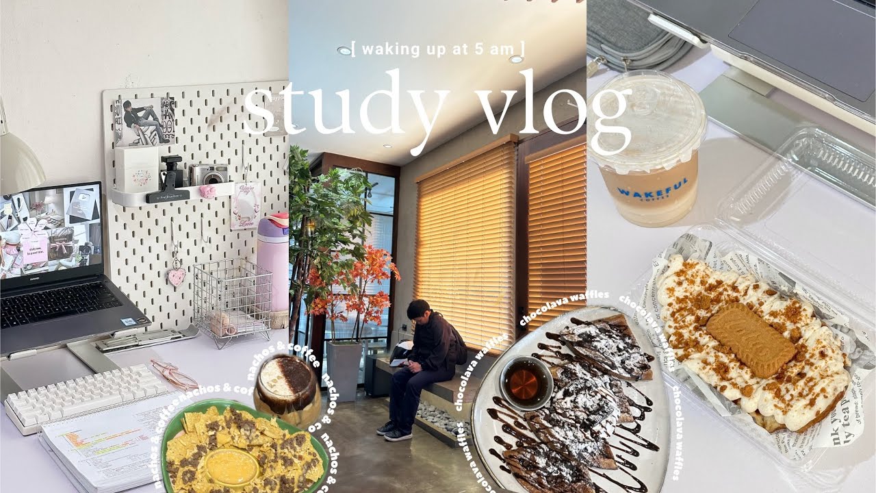 48 hours study vlog 🎧 waking up at 5 am, study with me, exam preparation, cozy & productive desk