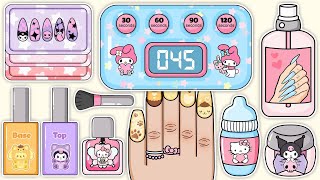 ( 💅 Paper DIY 💅 ) SANRIO Nail Salon Game Book #Cinnamoroll #Kuromi #Melody #paperdiy #종이놀이 screenshot 2