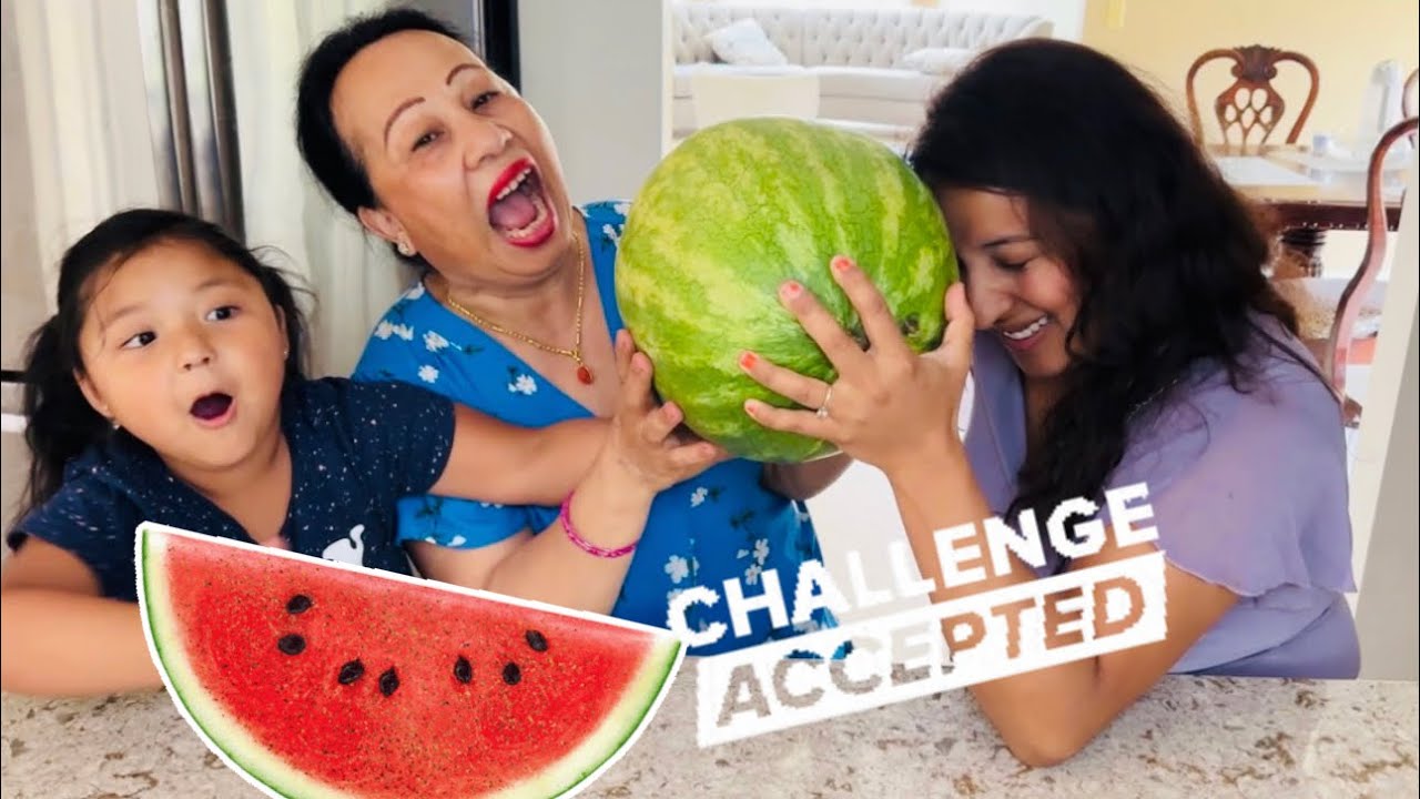 Huge Watermelon Challenge with Maa Nepali Family YouTube