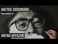 Hyperrealistic drawing of hayao miyazaki  charcoal and graphite  by matteo zoccheddu