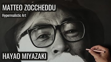 Hyperrealistic Drawing of Hayao Miyazaki - Charcoal and Graphite - by Matteo Zoccheddu