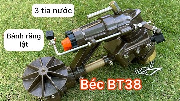 Béc BT38 -  tưới phun mưa bán kính 38 mét có 3 tia nước đảo chiều bằng bánh răng lật