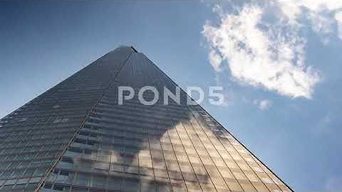 Low Angle Time-Lapse, Modern High-Rise Building The Shard Clouds London City 8K - 4k Stock Footage