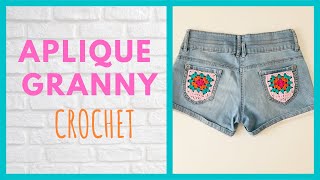 APLIQUE GRANNY CROCHET EN PANTALÓN. NOMANA