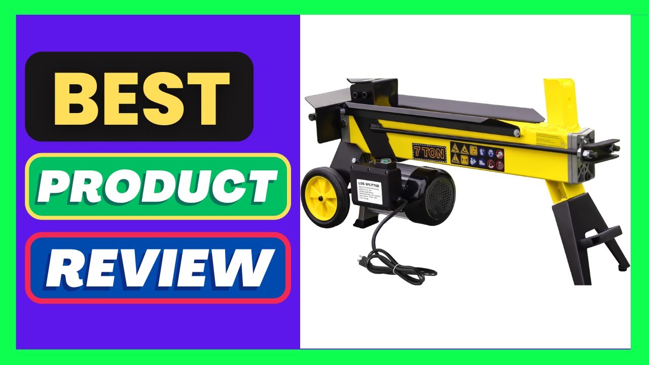 7 Ton Electric Log Splitter, Portable Hydraulic Firewood Splitting with 15Amp