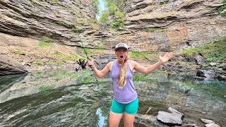 She Finally Caught The Monster Hiding in this DEEP WATERFALL Pit!!!! 