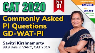 CAT 2021 | Commonly Asked PI Questions | VARC | Part-1 | Savitri Krishnamurthy | Gradeup