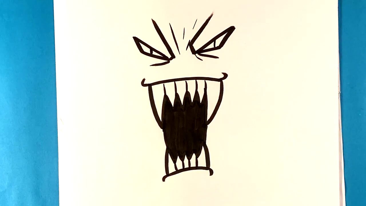 Scary clown face Ink black and white drawing  Stock Illustration  76313170  PIXTA