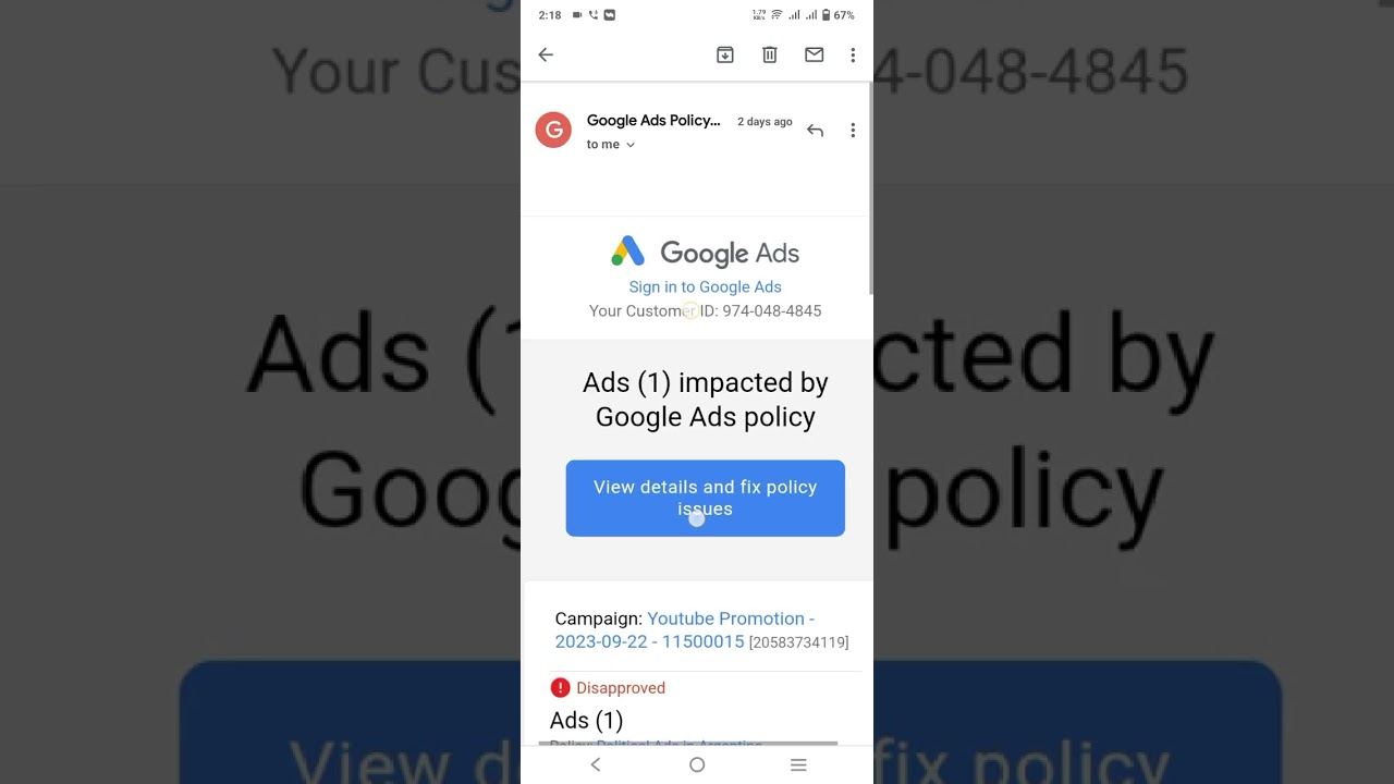 ads disapproved (1) shortsvideo 