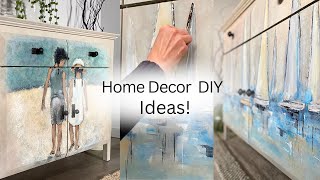 5 Easy Decor Diys: Wall Art, Driftwood Sailboat, Chalk Paint Wash, Abstract Painting With Sponge