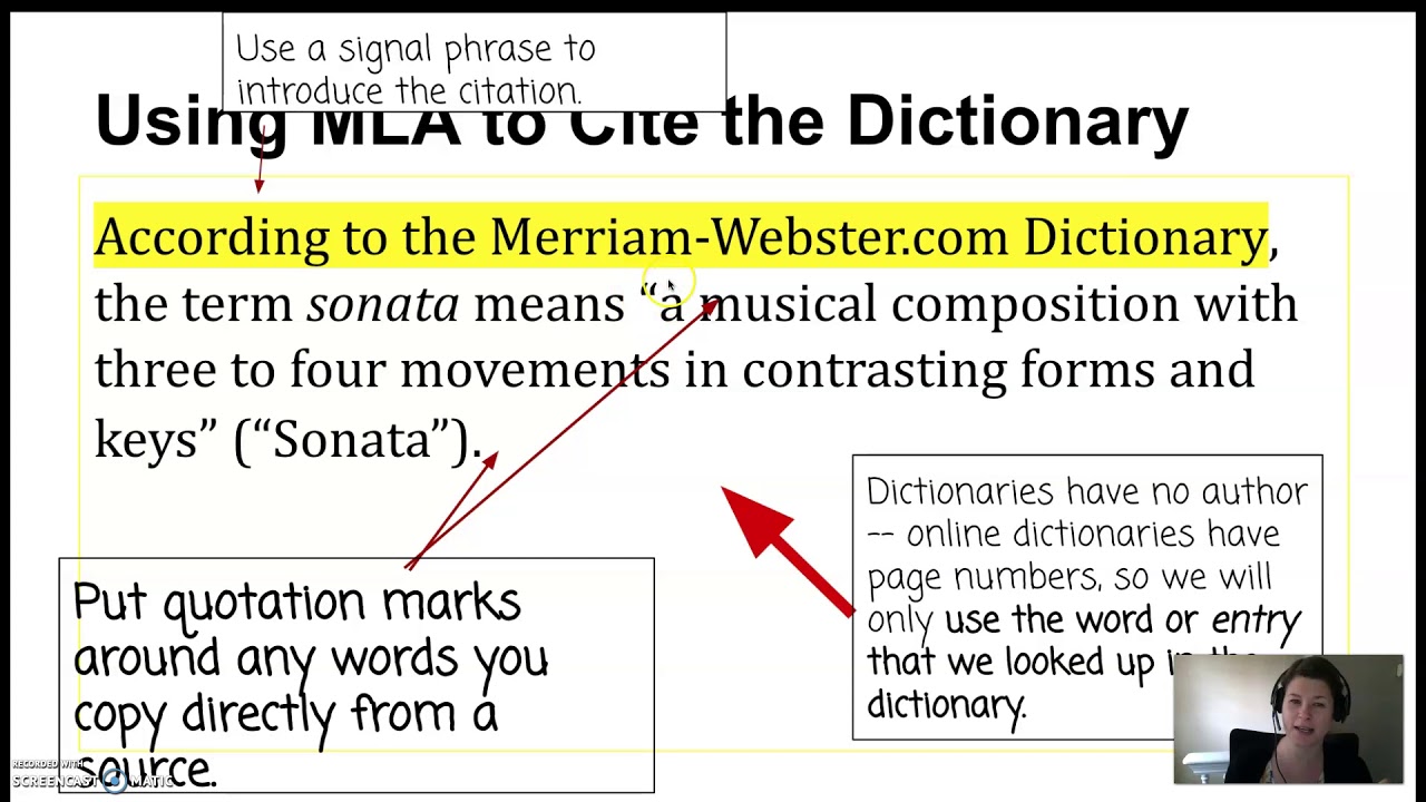 cite the dictionary in an essay