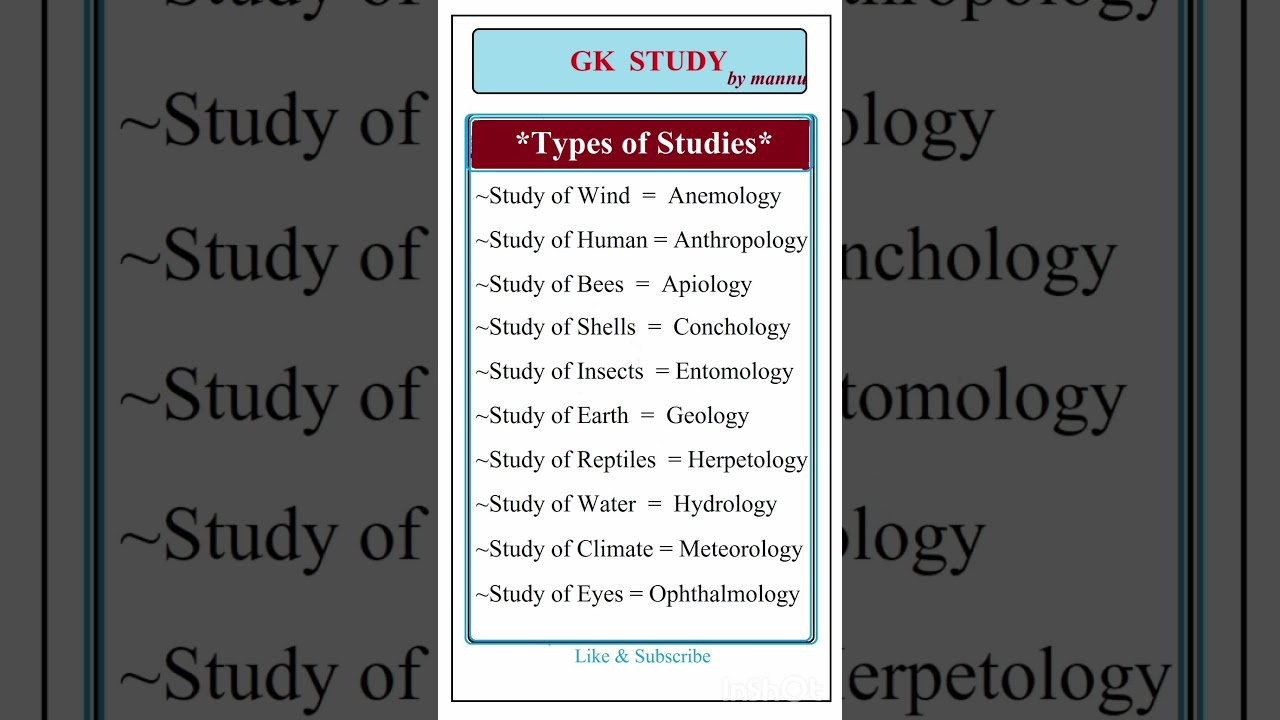 Types of studies in science .........