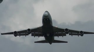 Silk Way West Airlines 747-400f (reg:-4K-BCH) departing Birmingham Airport. Full Version.