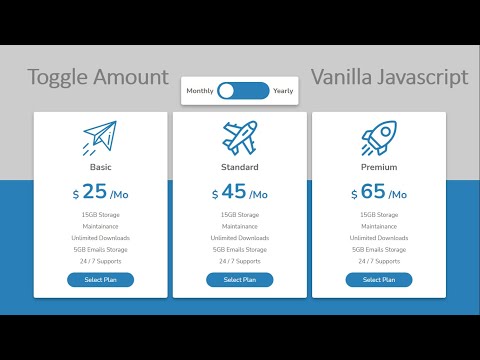 How To Create A Responsive Pricing Table With Toggle Effect Using Vanilla Javascript | Pricing Table