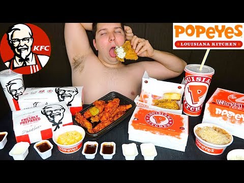KFC vs Popeyes • Fried Chicken, Mac 'N Cheese, & Spicy Tenders • MUKBANG
