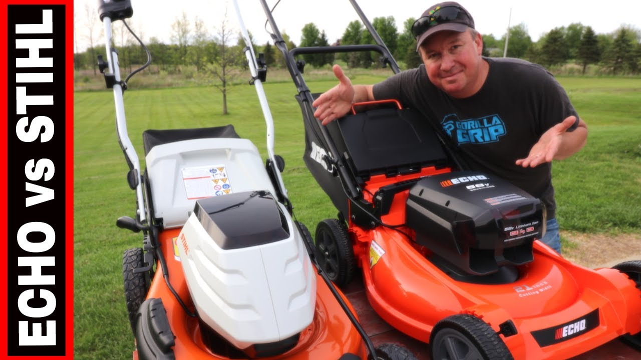 ECHO vs STIHL BATTERY POWERED PUSH MOWER COMPARISON YouTube