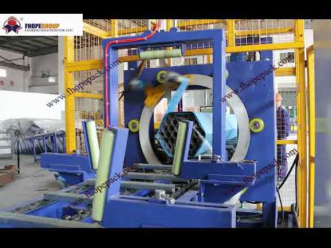 Horizontal wrapping machine for steel tubes