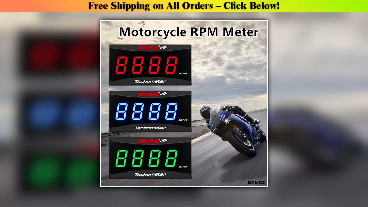 KOSO RPM Mini Meter Motorcycle LCD Digital Display Engine Tach Meter Universal Tachometer Gauge