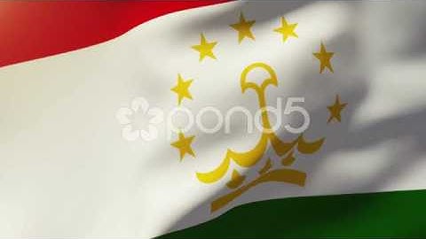 Tajikistan Flag Waving In The Wind. Looping Sun Rises Style. Animation Loop