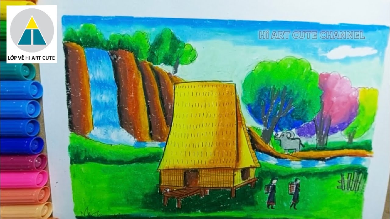 Vẽ Nhà Rông Tây Nguyên | Vẽ Tranh Phong Cảnh Quê Hương - Youtube