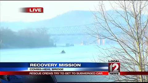 Rescue crews recover car that fell from Combs-Hehl Bridge