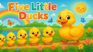 Five Little Ducks | Colorful 3D Ducks — Numbers 1–5 Song