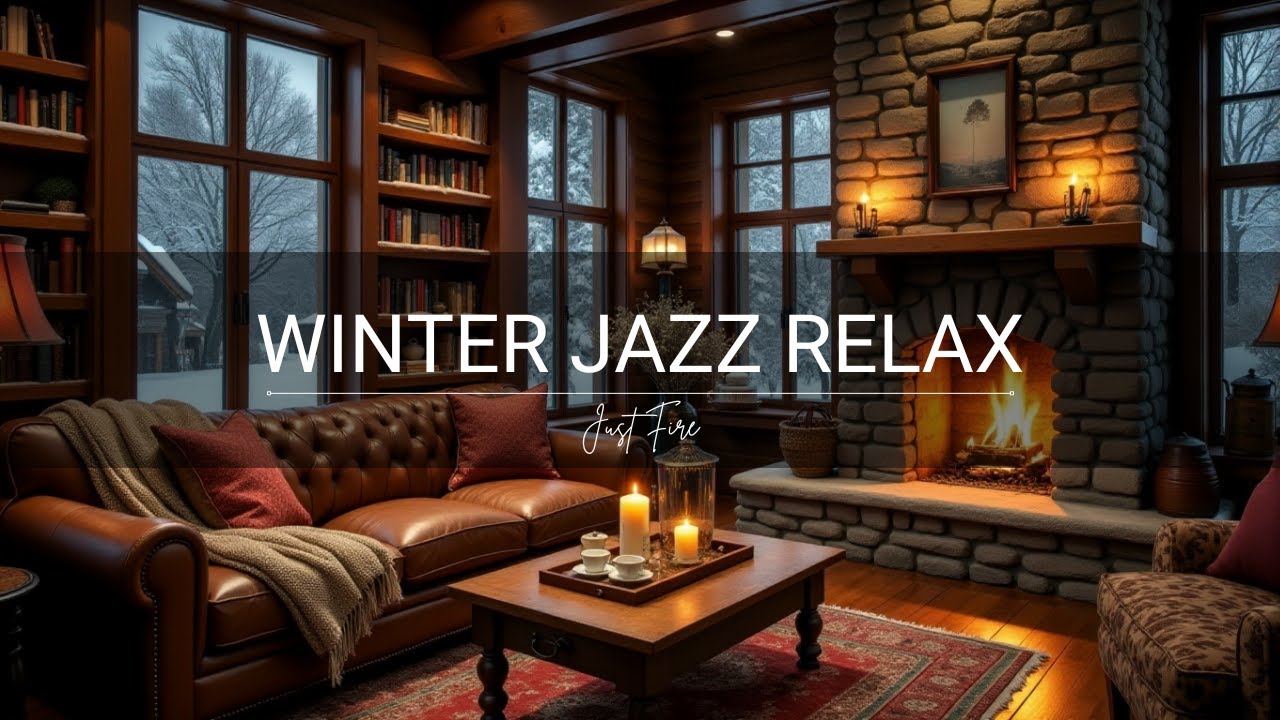 Cozy Winter Coffee Shop Ambience with Warm Jazz Music & Crackling ...