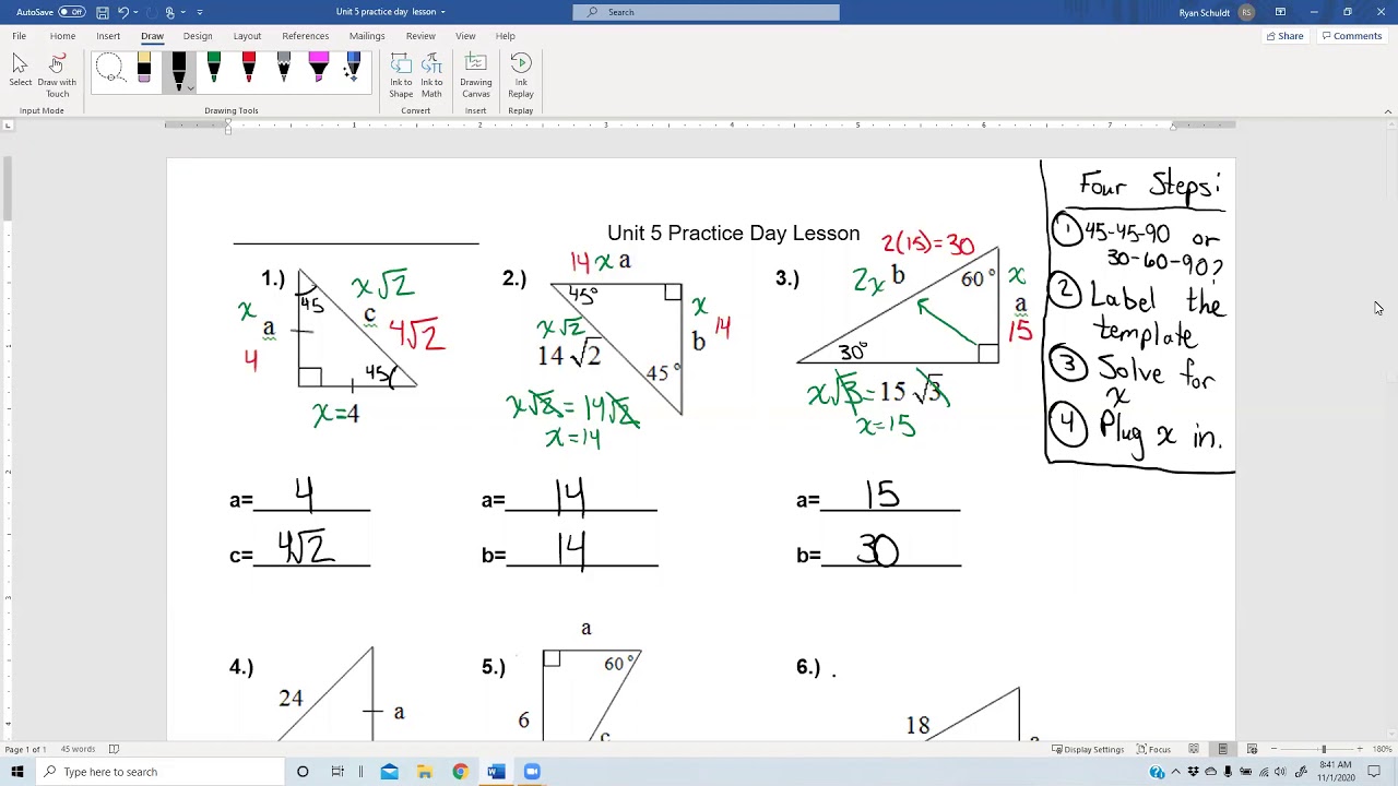 Special Right Triangles Practice Day Lesson - YouTube