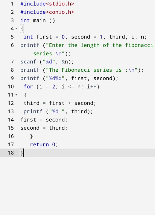 C program for Fibonacci series using for loop #coding #easy # ...