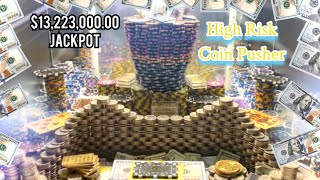 🔴*MUST SEE*… SUPER MEGA HIGH RISK COIN PUSHER $1,000,000 Buy In! $13,223,000.00 WIN! (WORLD RECORD) screenshot 2