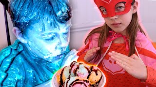 pj masks in real life ice cream turns the pj masks into ice pj masks official