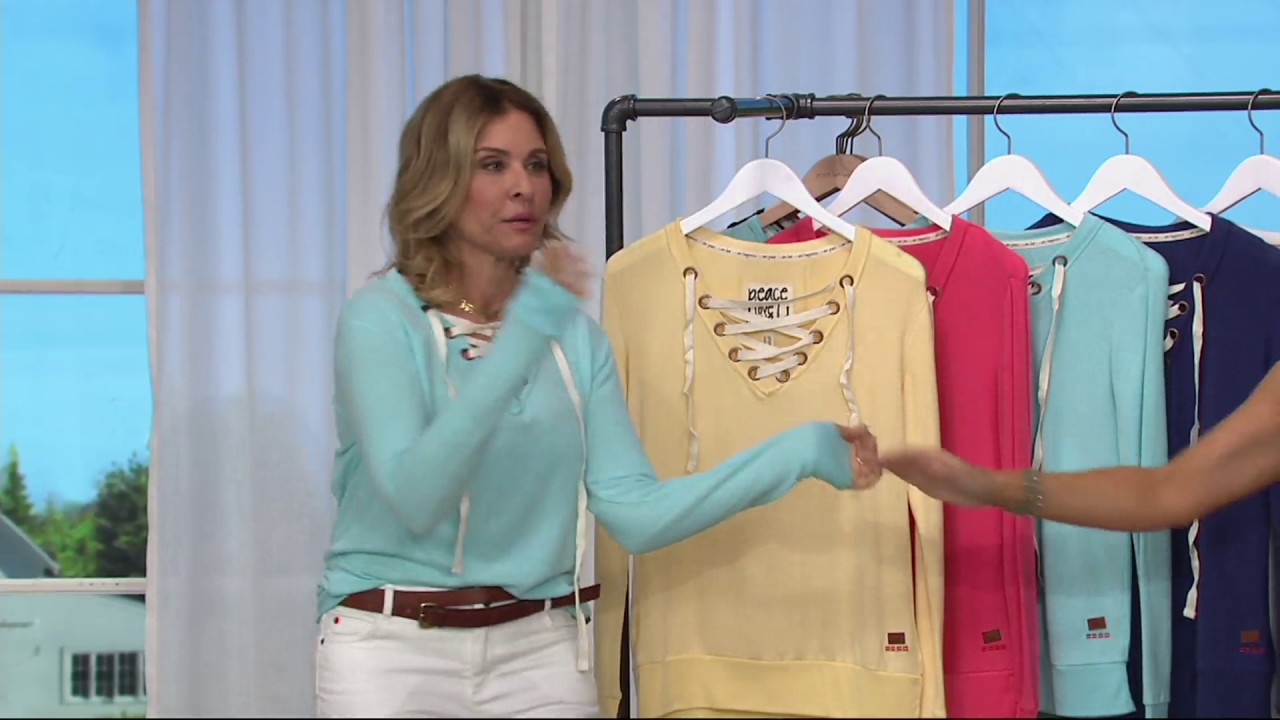 Peace Love World Comfy Knit Lace Up V Neck Top On Qvc Peace Love World Comfy Knit Lace Up V Neck Top On Qvc