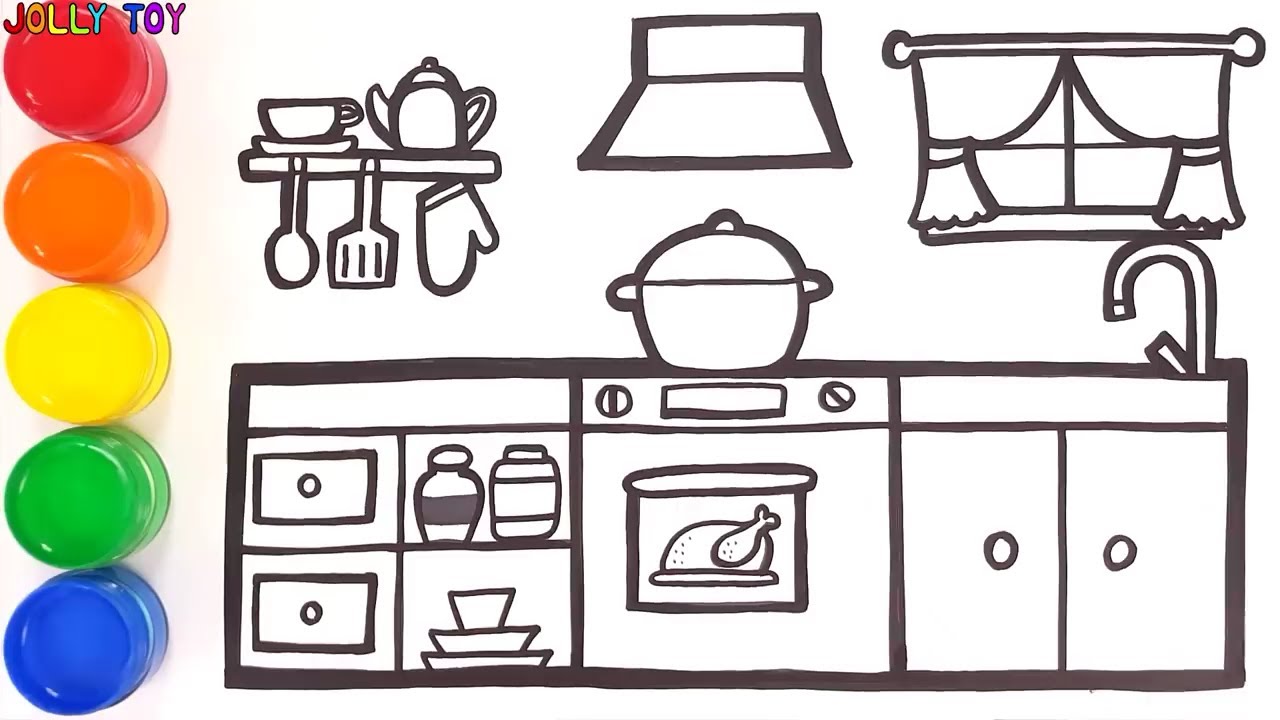 رسمطريقة رسم مطبخ جميل جدا بكل سهولة للاطفال YouTube