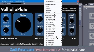 Pro Plates for Valhalla Plate - Presets For Valhalla Plate