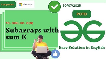 Subarrays with sum K | GFG POTD| GeeksForGeeks| Problem of the Day | Java| Easy Solution