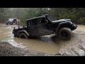 Jeep gladiator and jk offroading in the mud