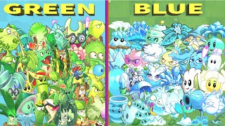 All Plants GREEN vs BLUE - Who Will Win? - PvZ 2 Team Plant vs Team Plant