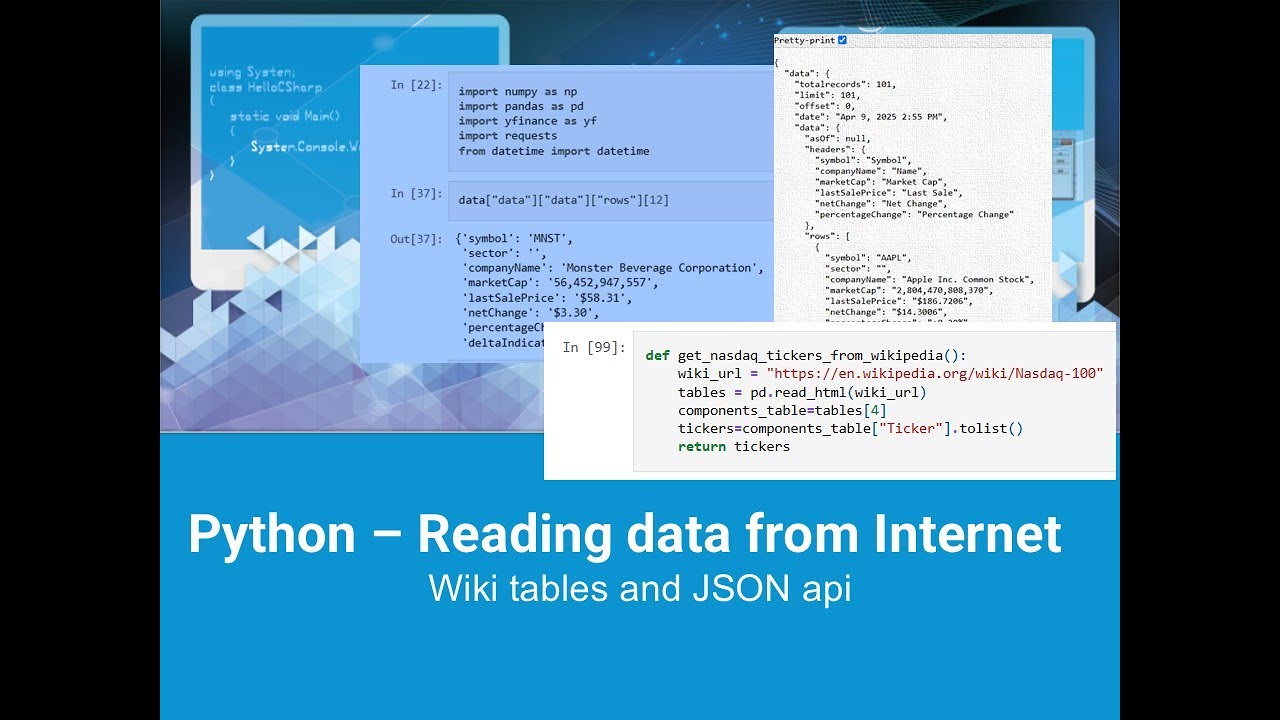 Python - Reading Data From Internet (Wikipedia tables and JSON api ...