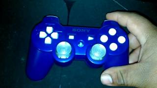 My Custom PS3 Blue Controller(psn+analog stick light modd)