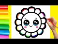 How To Draw Flowers with Rainbow Colors For Children